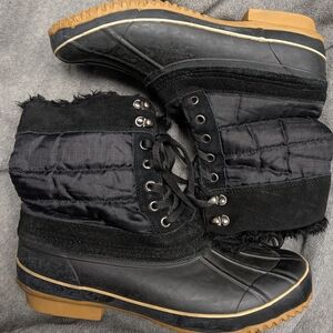 Tommy Hilfiger Black and Brown Winter Boots